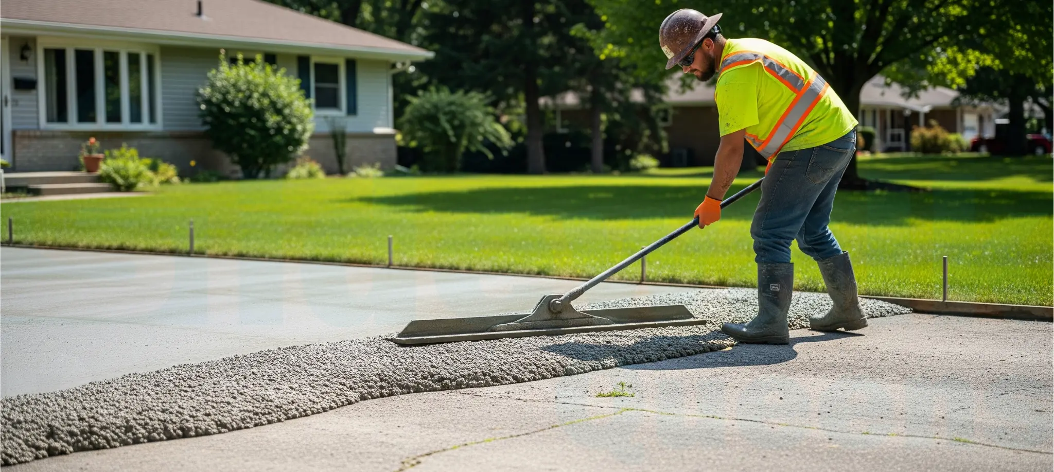Pouring Concrete Over Existing Driveway in Queens Pouring Concrete Over Existing Driveway in Queens